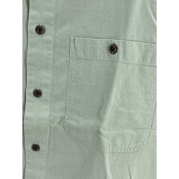 Cabela's Men's XL Button Down Shirt Green Checkered 100% Cotton Short Sleeve - Picture 3 of 9